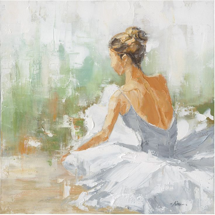 Oil painting 80x80cm, dancer in white
