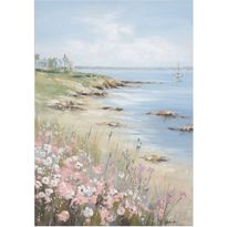 Taulu Home4You 70x100 cm, kukkia rannalla, monivärinen
