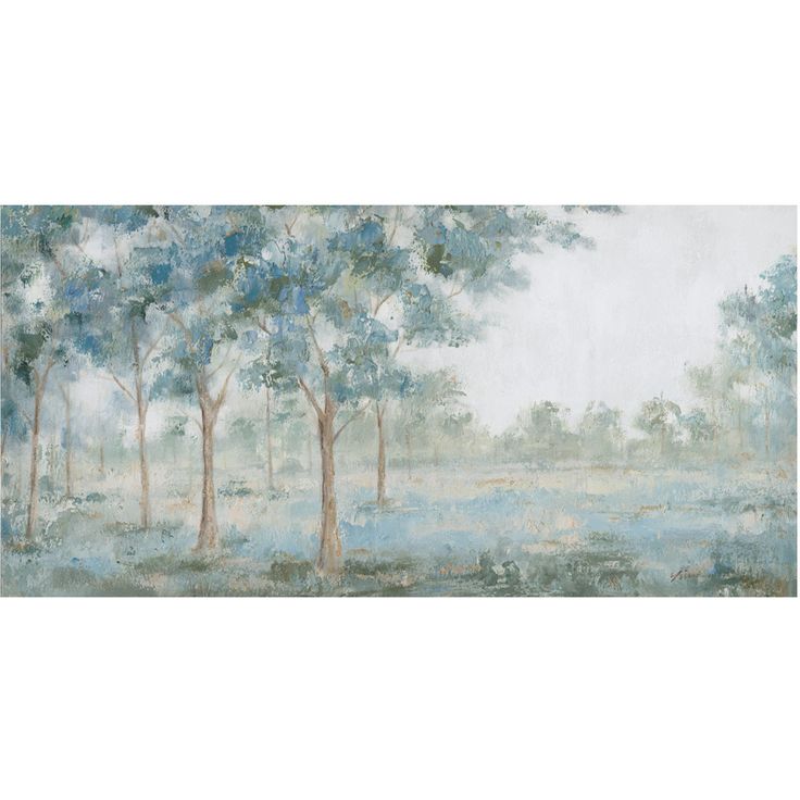 Oil painting 70x150cm, green trees