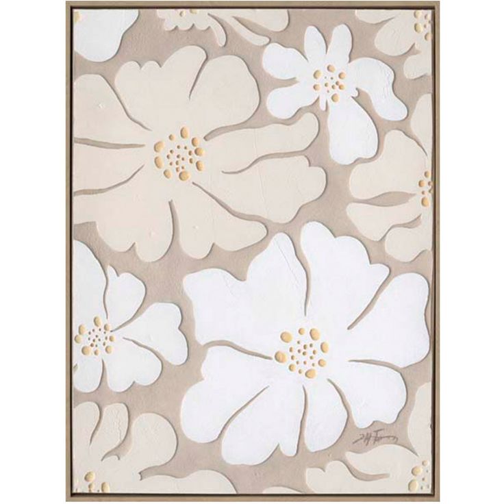 Painting with frame 60x80cm,  beige flowers