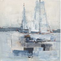 Taulu Home4You 100x100 cm, purjeveneet merellä, harmaa