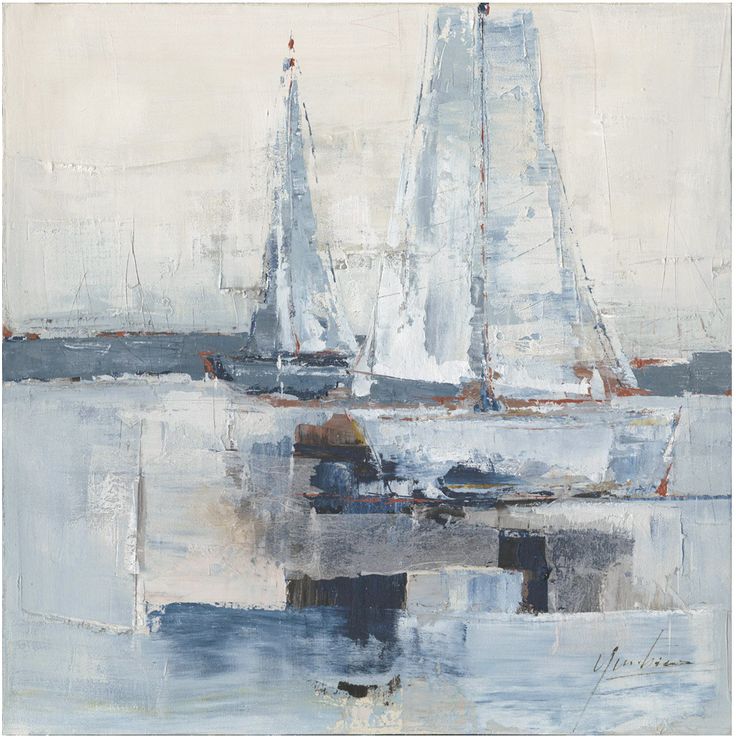 Oil painting 100x100cm,  sailboats at sea