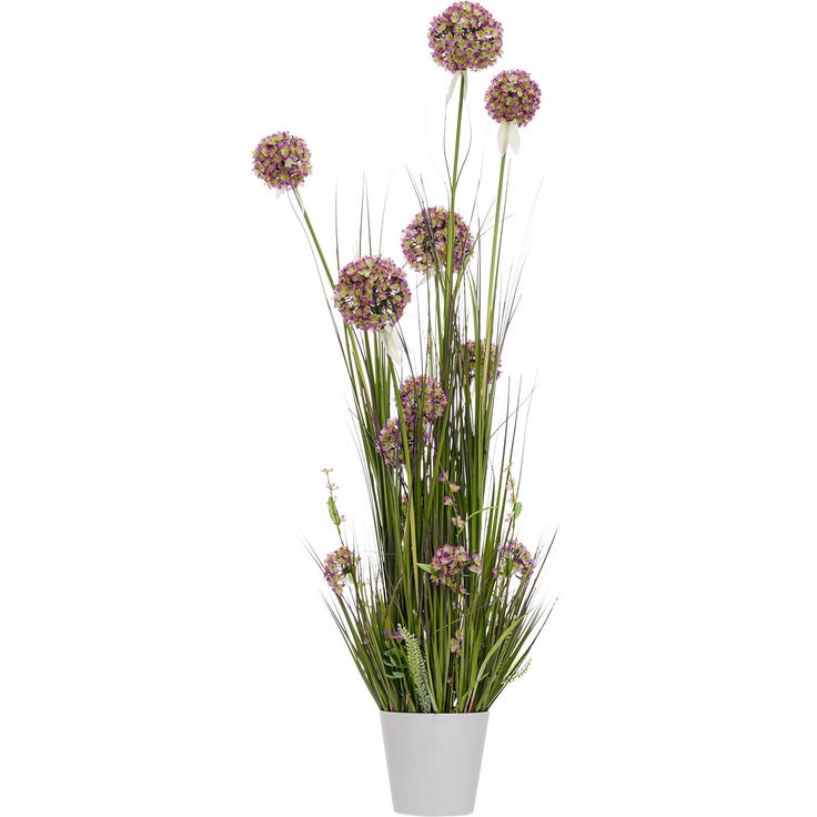 Artificial flower IN GARDEN H120cm, purple allium, grass with pot