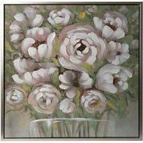 Seinätaulu Home4You WALLY 60x60 cm, valkoiset kukat, vihreä