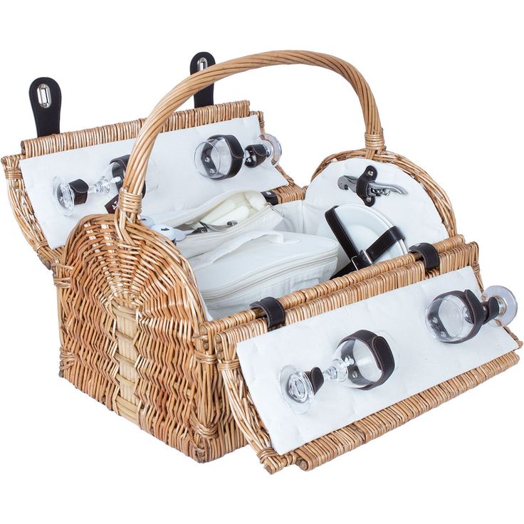 Picnic basket for 4 people, 47x31xH23/28/38cm