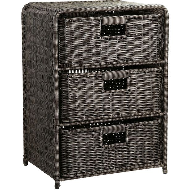 Shelf with 3 baskets BASILE 40x30xH56cm, dark