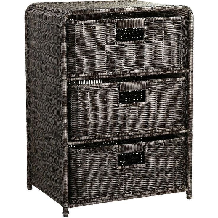 Shelf with 3 baskets BASILE 40x30xH56cm, dark
