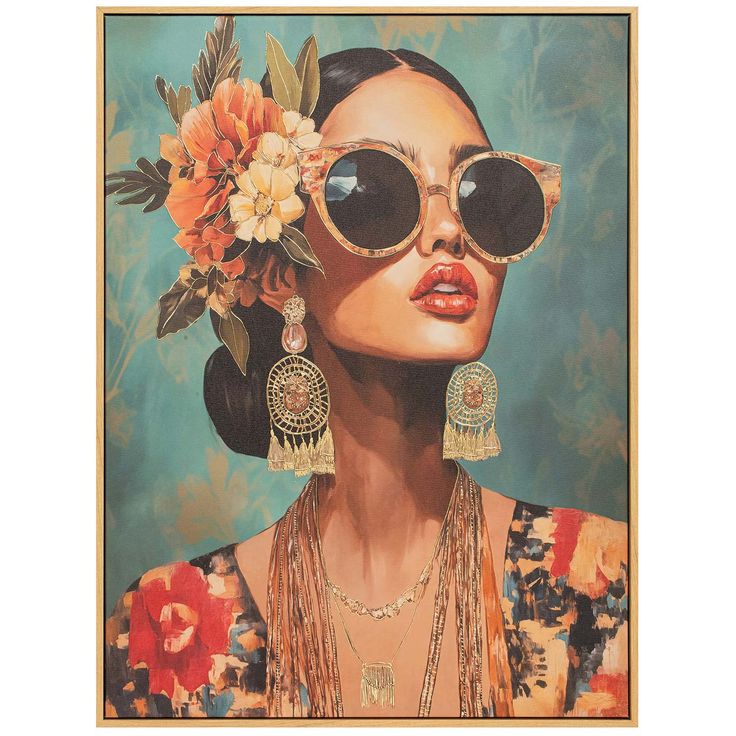 Wall art 80x100cm, woman with flowers