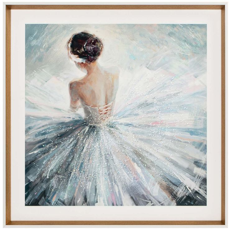 Wall art 80x80cm, ballerina with crystals