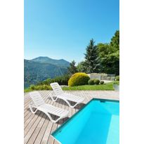 Aurinkotuoli Linento Garden Modern Chaise Lounge, muovi, valkoinen