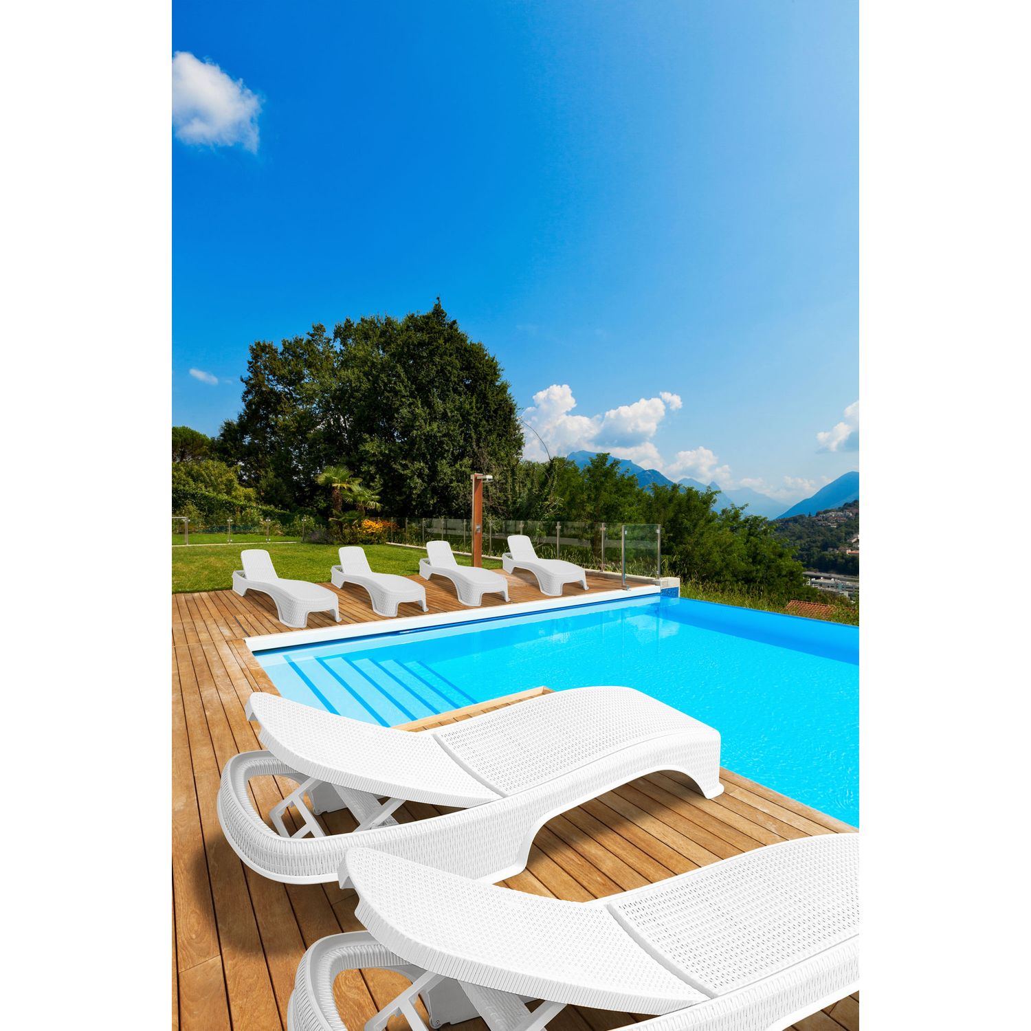 Aurinkotuoli Linento Garden Royal Rattan Sunlounger, muovi, valkoinen