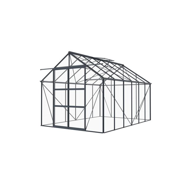 Kasvihuone AB Polar, 8.94m², turvalaseilla, tummanharmaa runko