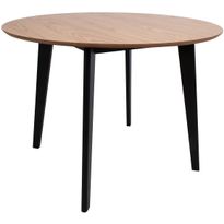 Ruokapöytä Home4You ROXBY Ø105xK76 cm, tammi/musta, ruskea