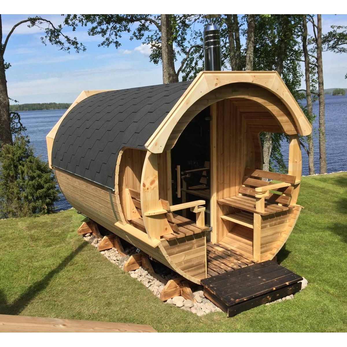 Tynnyrisauna Alex Basic ARCTIC FINLAND HOUSE, Ø 2.3x3m, sis. kiuas ja hormi