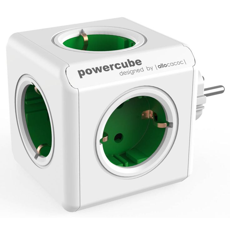 Pistorasia Allocacoc PowerCube Original, 5-osainen, vihreä/valkoinen