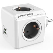 Pistorasia Allocacoc PowerCube Original USB, 4-osainen + 2 x USB, harmaa/valkoinen