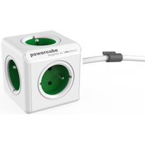 Jatkojohto Allocacoc PowerCube Extended, 1,5m, 5-osainen, vihreä/valkoinen
