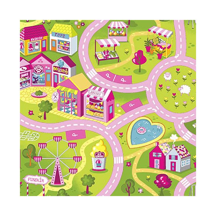 Lastenhuoneen matto Sweet Town Liikenne eri kokoja