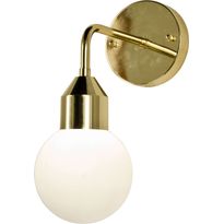 Seinävalaisin Aneta Lighting Florens, IP44, messinki/valkoinen