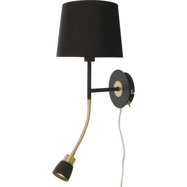 Seinävalaisin Aneta Lighting Eketorp, musta/messinki