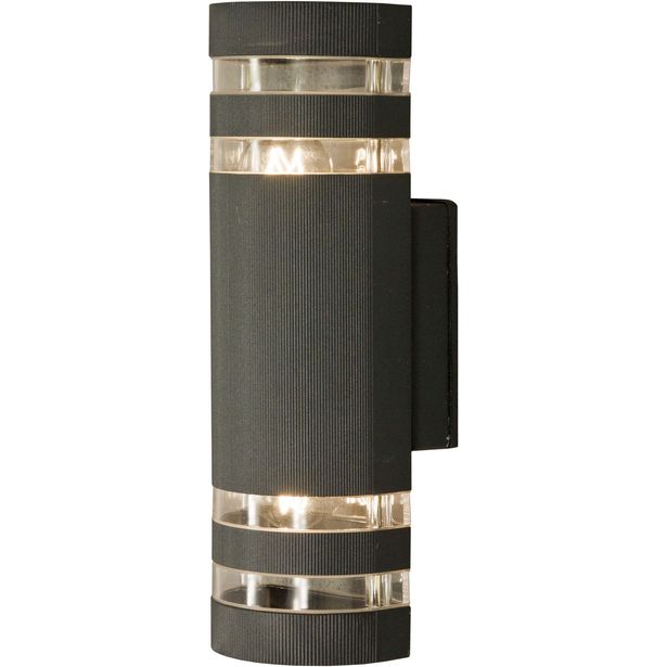 Ulkoseinävalaisin Aneta Lighting Ribb, IP44, alas-ylösvalo, tummanharmaa/kirkas