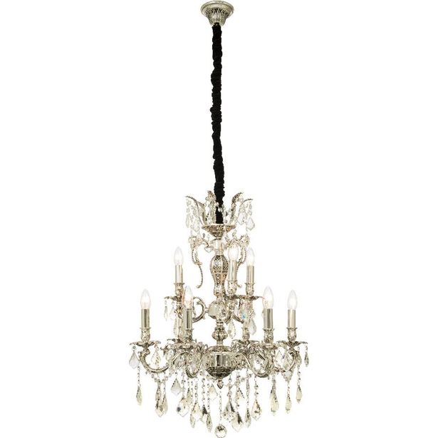 Kristallikruunu Aneta Lighting Allington, Ø60cm, 9-osainen, antiikkihopea