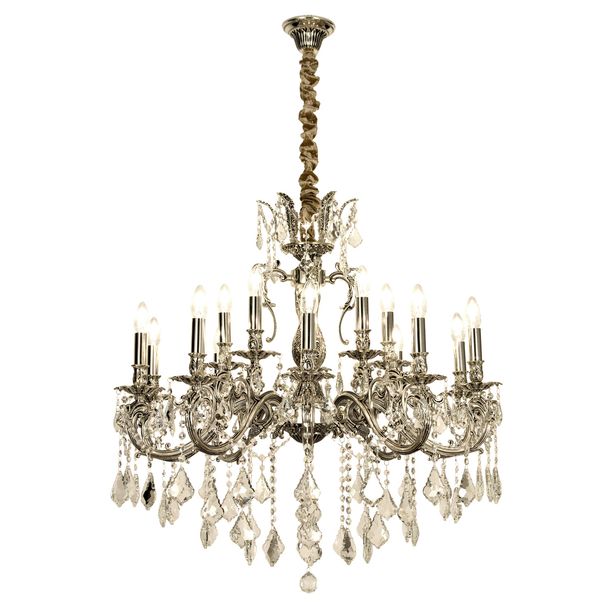Kattokruunu Aneta Lighting Allington, 15-osainen, antiikkihopea, K9-kristalli