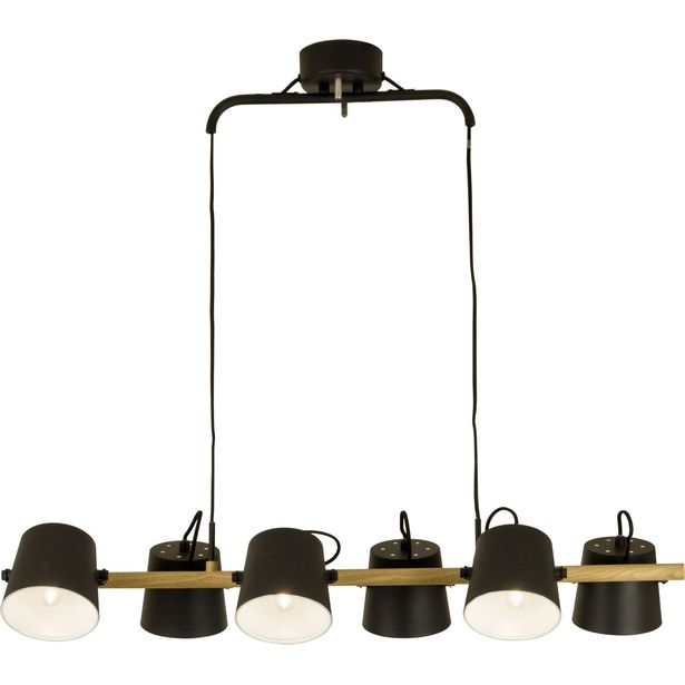 Kattovalaisin Aneta Lighting Espresso, 6-osainen, suunnattava, mattamusta/puu