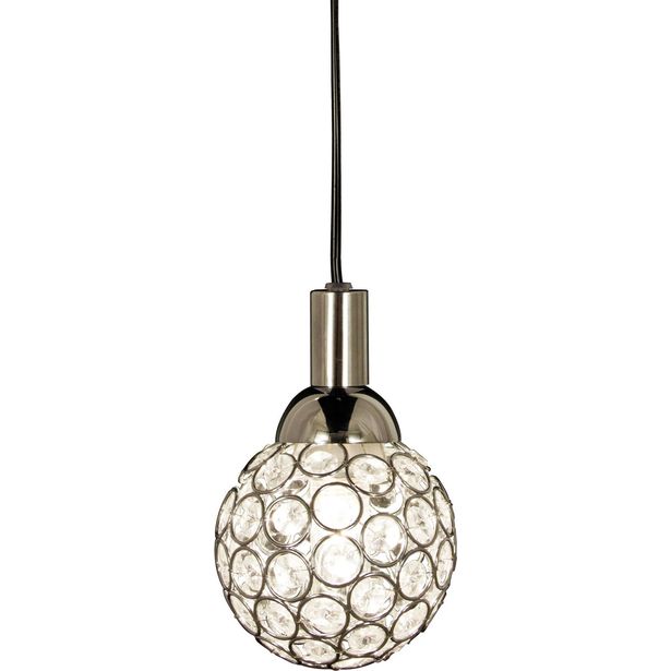Riippuvalaisin Aneta Lighting Julietta, ø 10cm, IP44, kromi/kirkas