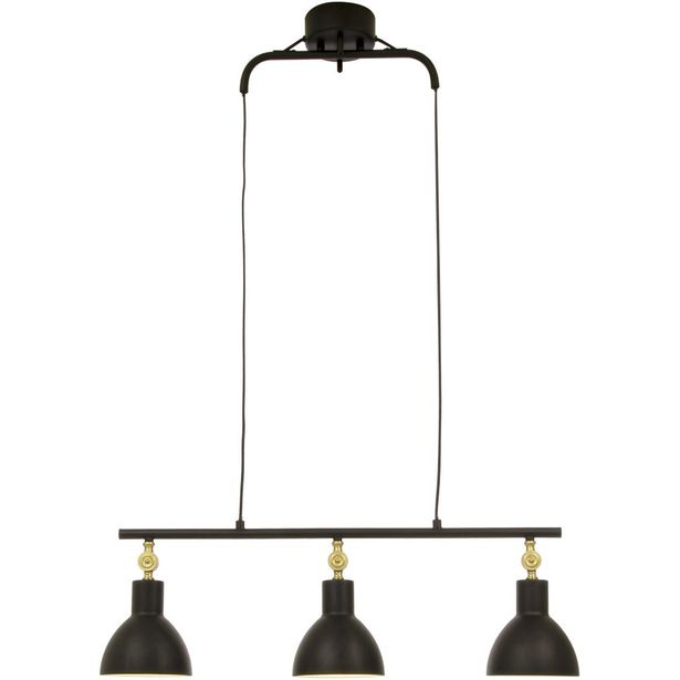 Riippuvalaisin Aneta Lighting Dublin, 3-osainen, musta/mattamessinki