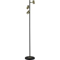 LED-lattiavalaisin Aneta Lighting Gusto, 3-osainen, himmennettävä, musta/mattamessinki
