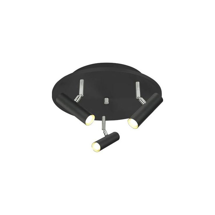 Kattospotti Aneta Lighting Artic, 3-osainen, pyöreä, musta/teräs