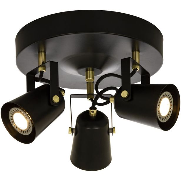 Kattospotti Aneta Lighting Metz, pyöreä, musta/mattamessinki
