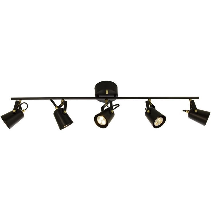 Kattospotti Aneta Lighting Metz, 5-osainen, musta/mattamessinki