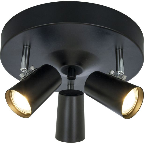Kattospotti Aneta Lighting Pilot, 3-osainen, musta/kromi