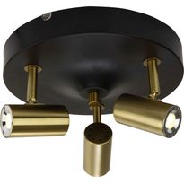 LED-kattospotti Aneta Lighting Gusto, 3-osainen, pyöreä, himmennettävä, musta