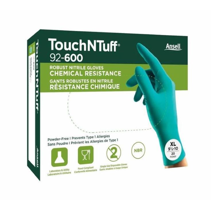 Kertakäyttökäsineet Ansell TouchNTuff 92-600, koko M, 20 kpl