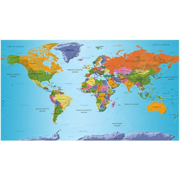 Kuvatapetti Artgeist World Map: Colourful Geography II, 500x280cm