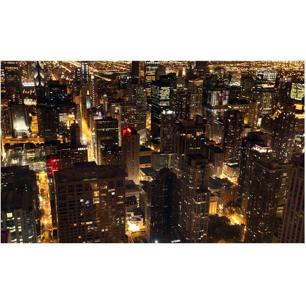 Kuvatapetti Artgeist Kaupungin yöllä - Chicago, USA, 270x450cm