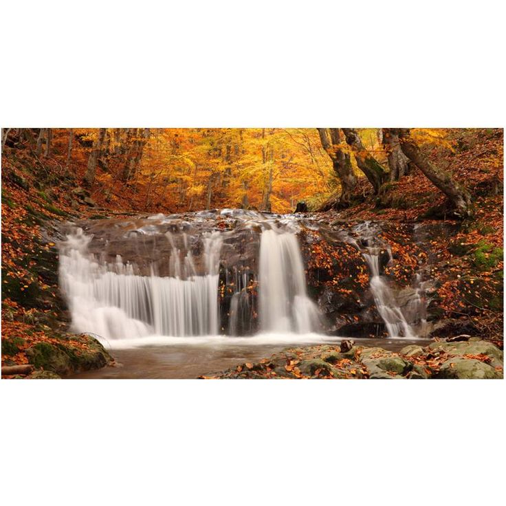 Kuvatapetti Artgeist Autumn Landscape: Waterfall in Forest, 550x270cm