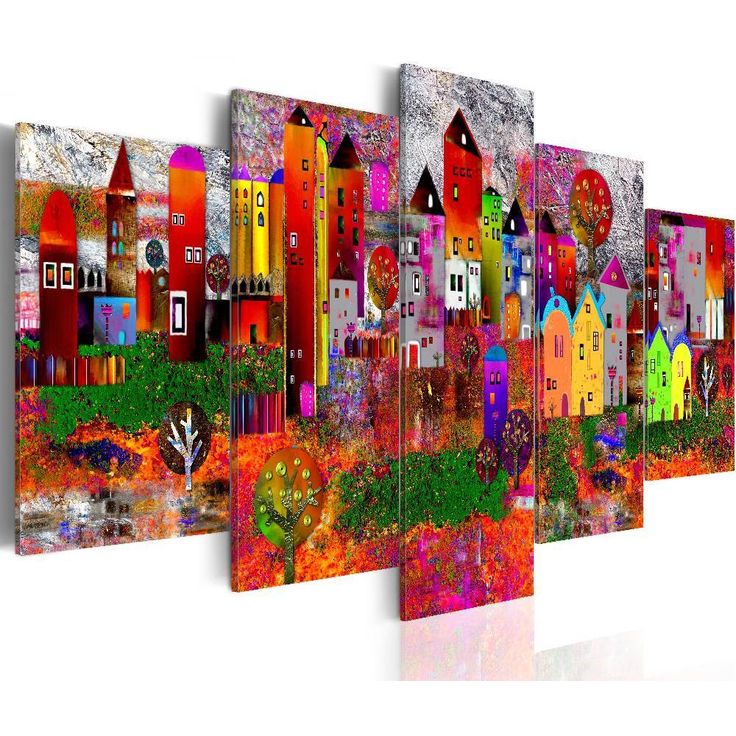 Canvas-taulu Artgeist Colourful Small Town, eri kokoja