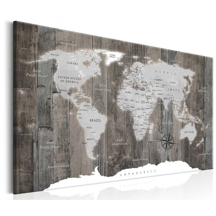 Canvas-taulu Artgeist World Map: Wooden World, eri kokoja