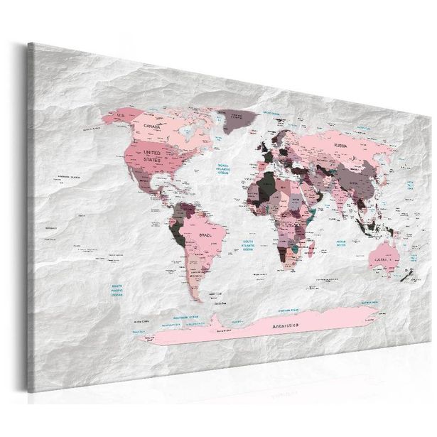 Canvas-taulu Artgeist World Map: Pink Continents, eri kokoja