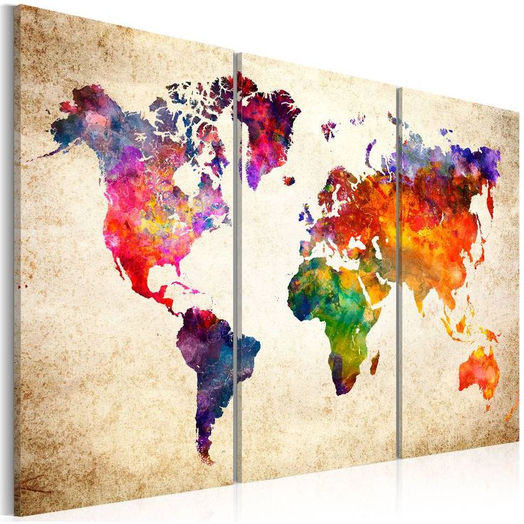 Canvas-taulu Artgeist The World's Map in Watercolor, eri kokoja