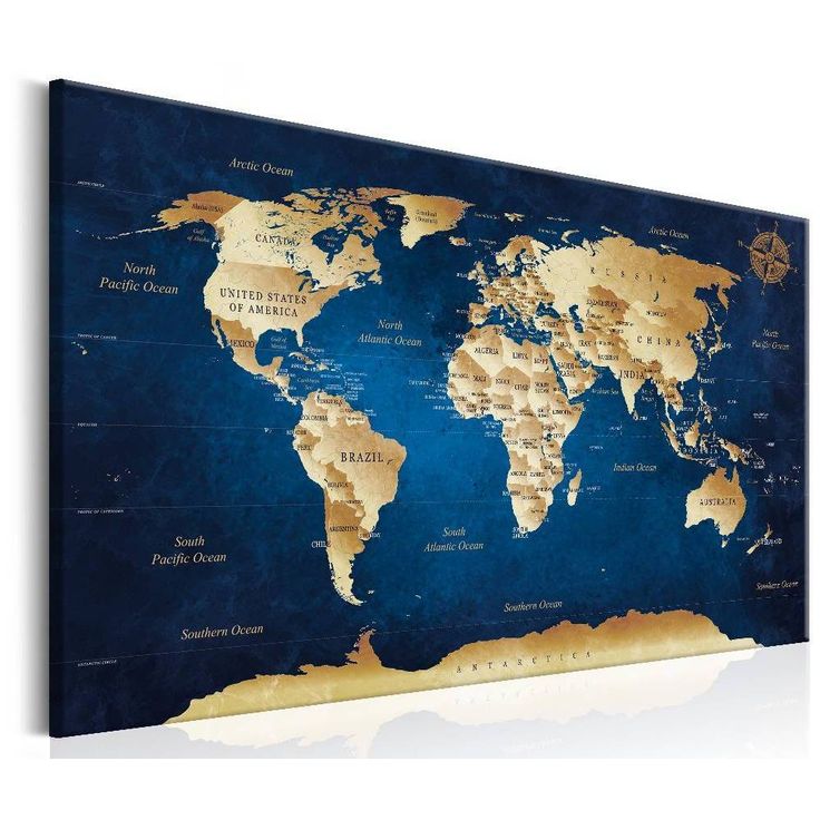 Canvas-taulu Artgeist World Map: The Dark Blue Depths, eri kokoja