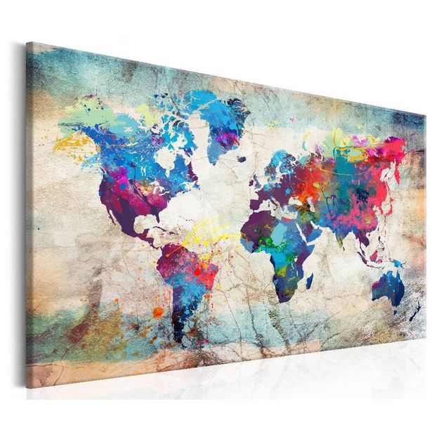 Canvas-taulu Artgeist World Map: Colourful Madness, eri kokoja