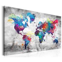 Canvas-taulu Artgeist World Map: Grey Style, eri kokoja