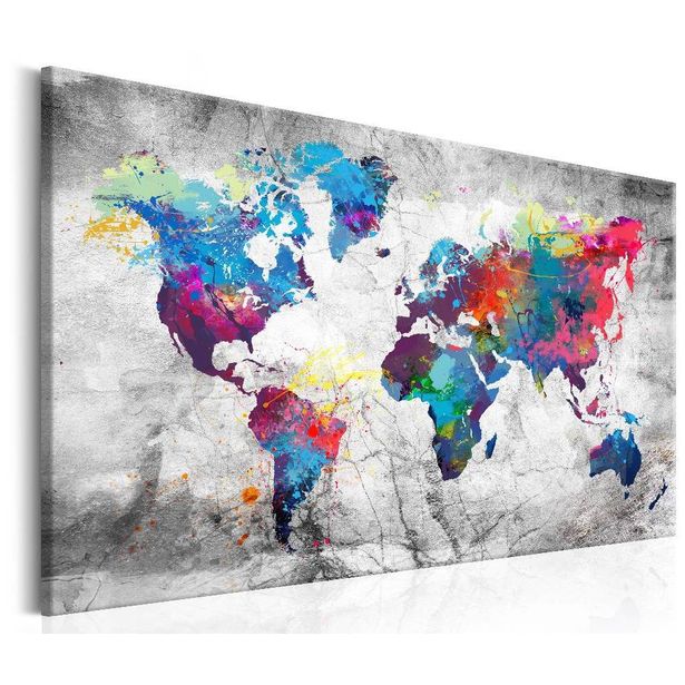 Canvas-taulu Artgeist World Map: Grey Style, eri kokoja