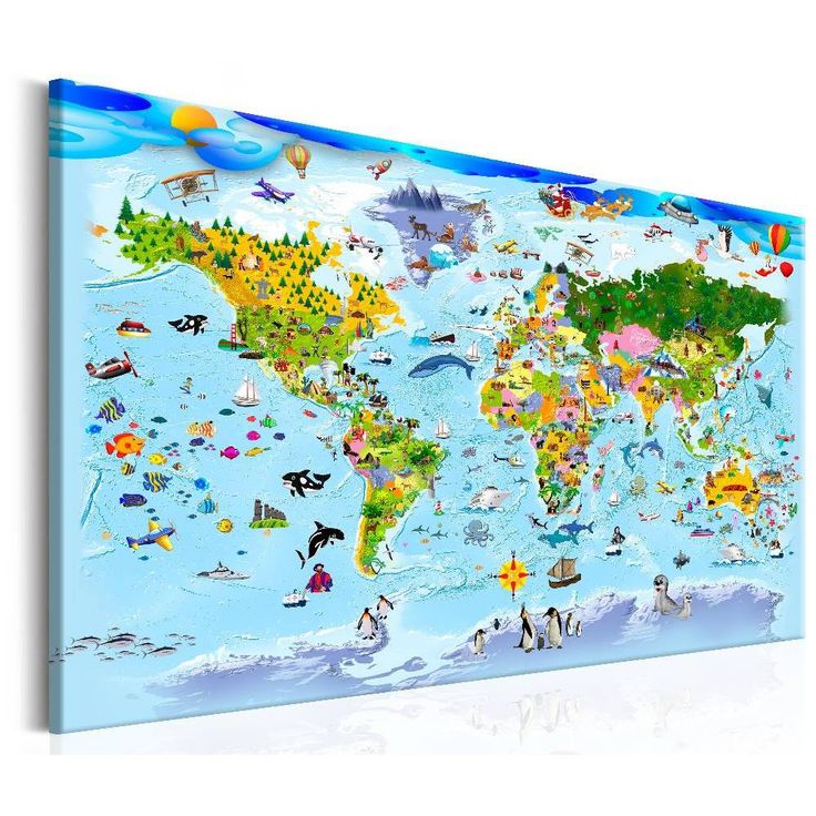 Canvas-taulu Artgeist Children's Map: Colourful Travels, eri kokoja