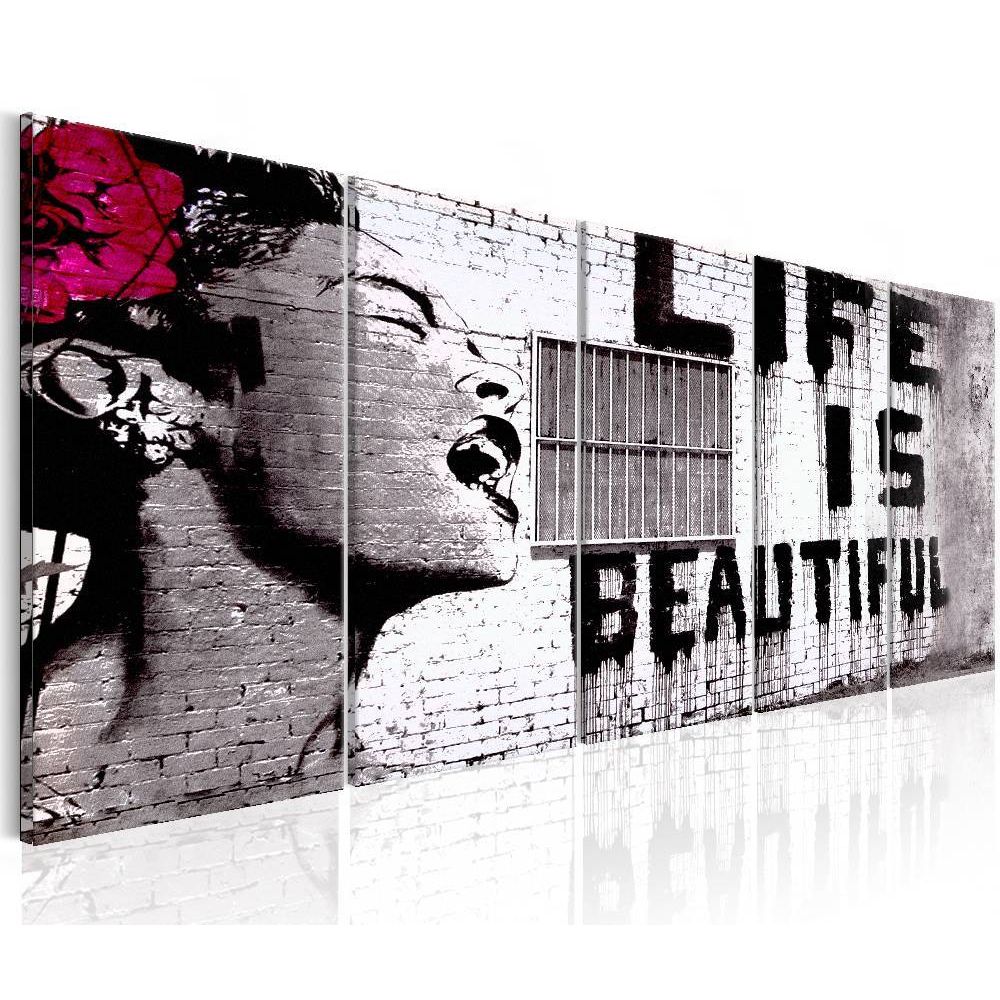Canvas-taulu Artgeist Banksy: Life is Beautiful, 200x80cm